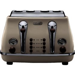 Delonghi CTOV4003.BG Icona 4 Slice Toaster in Cream